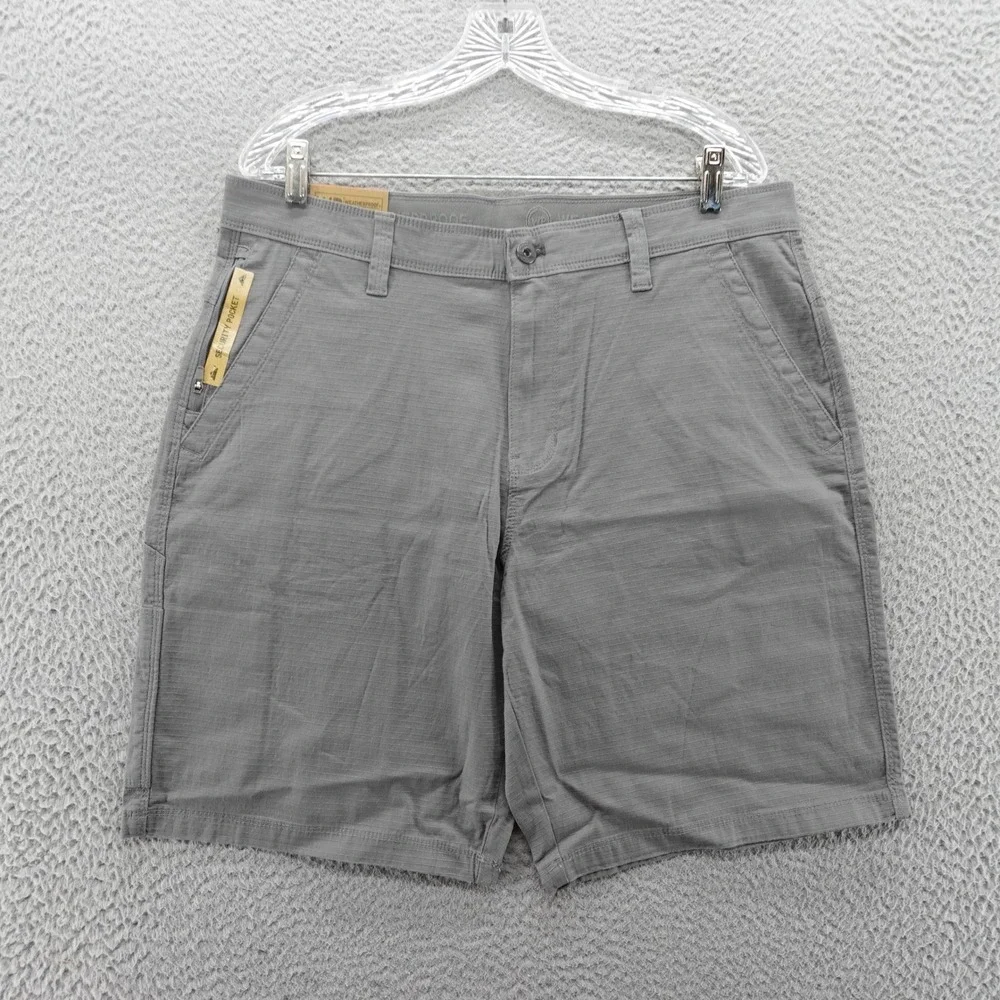 Weatherproof Vintage Mens Charcoal Grey Stretch Ripstop Utility Shorts 34W NEW